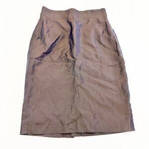 Les Copains Silk Brown Metallic Straight Pencil Skirt Size 42 France